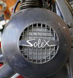 SOLEX, Schriftzug am Mofa Sinfac 3000 von 1972, die französische Firma bestand von 1905-1988 und baute Mofas in großen Stückzahlen, Breig's Motorrad-und Spielzeugmuseum in Zell a.H.,