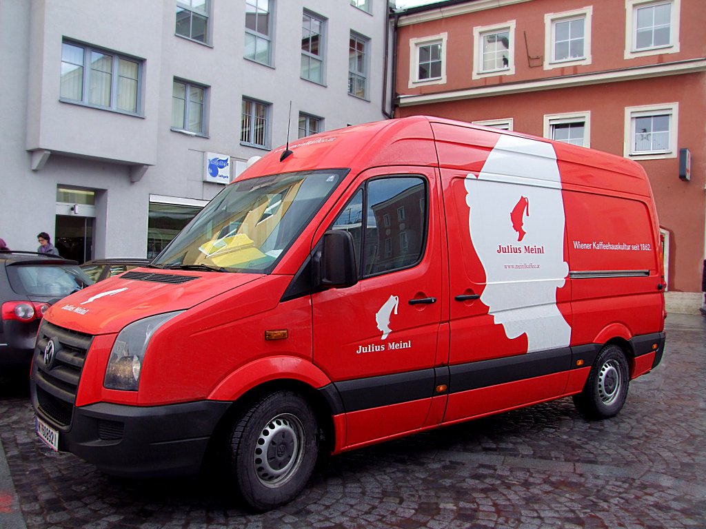 VW-CRAFTER von Meinl-Kaffee im Zustelldienst in Ried;101220