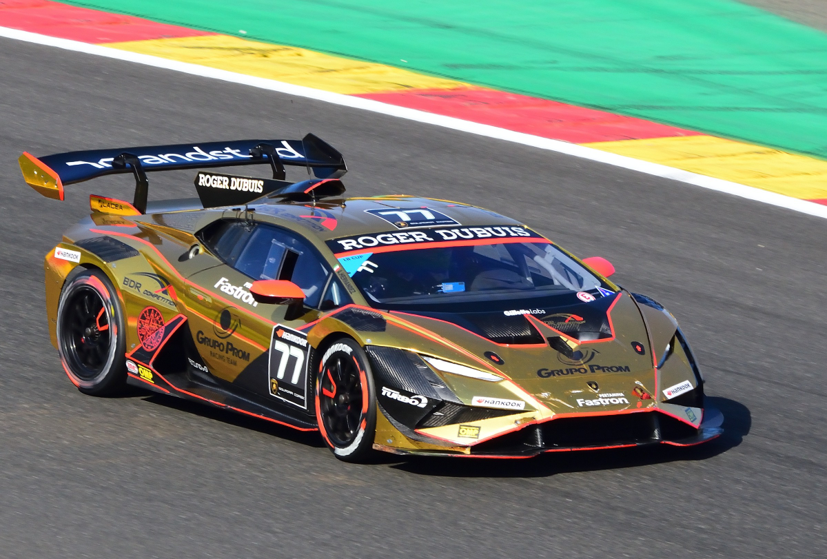 #77 Lamborghini Huracan Super Trofeo EVO2A, Fahrer: A. Hernandez Ortega, Team: BDR Competition by Grupo Prom, Lamborghini Super Trofeo Europe  eine der am stärksten umkämpften Markenmeisterschaften der Welt, im Rahmenprogramm der FIA WEC 6h Spa Francorchamps am 11.5.2024