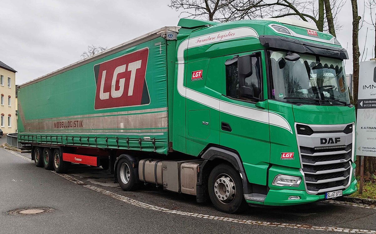 =DAF XG-Sattelzug von LGT steht im Dezember 2024 in Wilsdruff