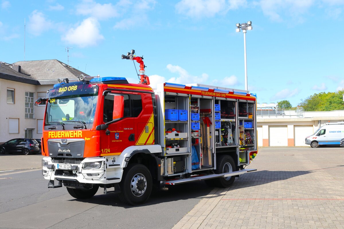 Feuerwehr Bad Orb MAN TGM TLF4000 (Florian Bad Orb 1/24) am 29.09.24 bei einen Fototermin. Danke für das tolle Fotoshooting