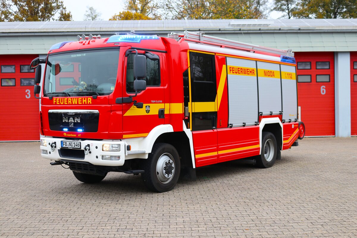 Feuerwehr Nidda MAN TGM HLF20 (Florian Nidda 1-46) am 10.11.24 bei einen Fototermin. Danke für das tolle Shooting