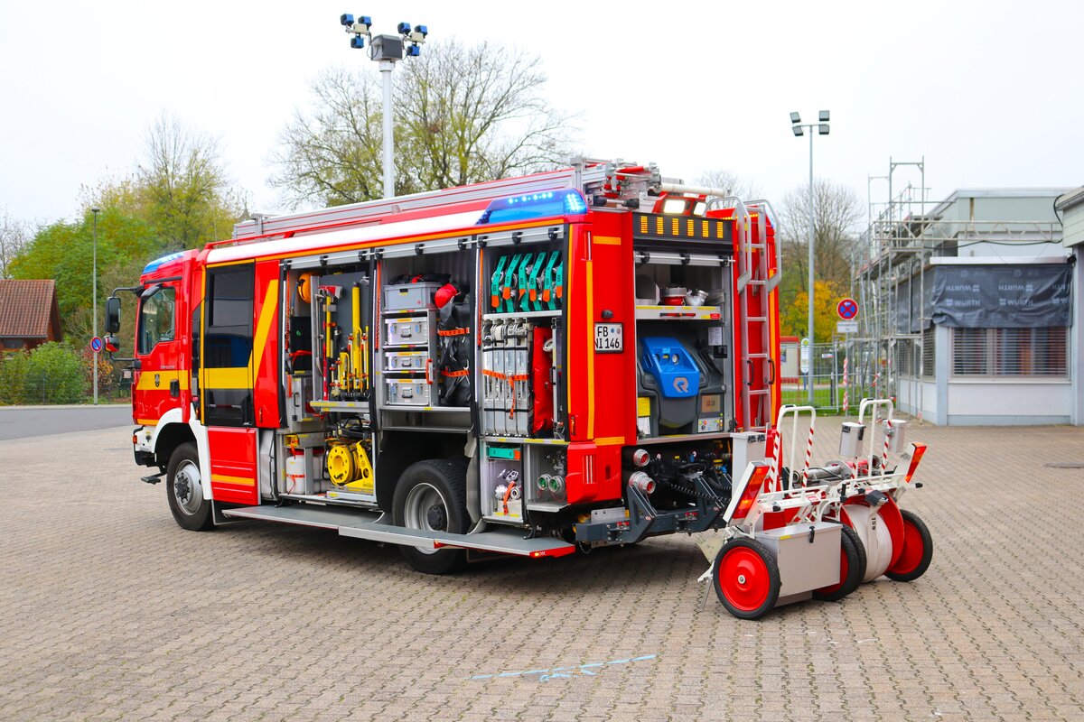 Feuerwehr Nidda MAN TGM HLF20 (Florian Nidda 1-46) am 10.11.24 bei einen Fototermin. Danke für das tolle Shooting