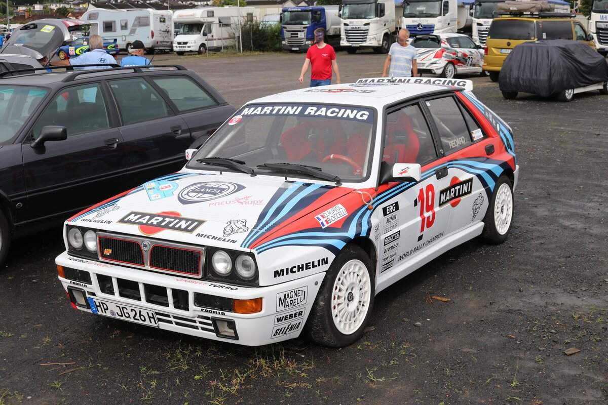 Lancia Delta Ralleyversion am 27.07.24 bei der Main Kinzig Ralley in Wächtersbach