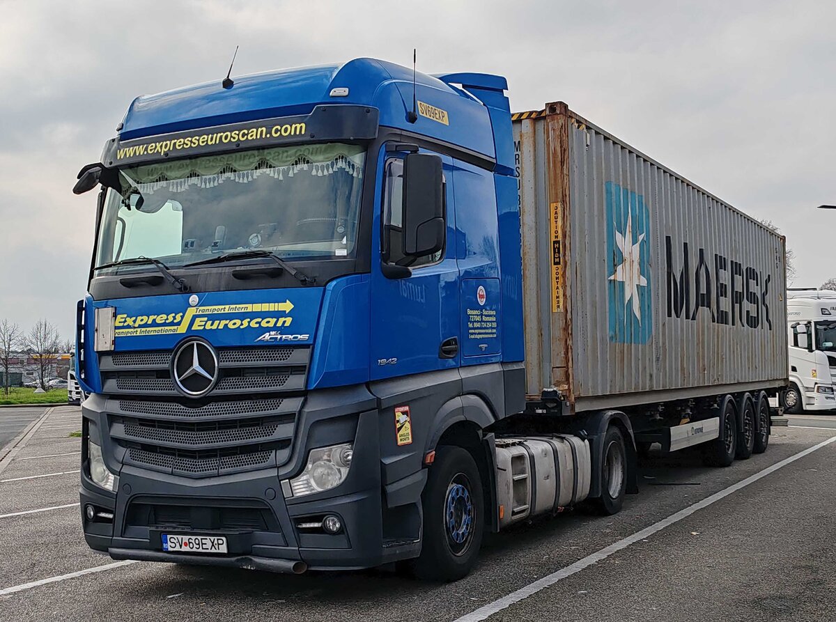 =MB Actros-Sattelzug von EXPRESSEUROSCAN aus Rumänien, 02-2024 