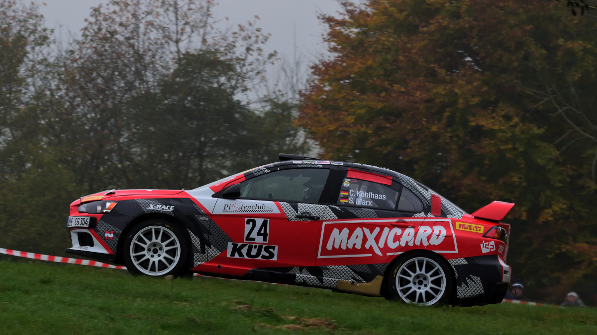 N°24, Mitsubishi Lancer Evo X, Fahrer: Christian Kohlhaas & Stefan Marx, ADAC Rallye Köln Ahrweiler am 9.11.2024 