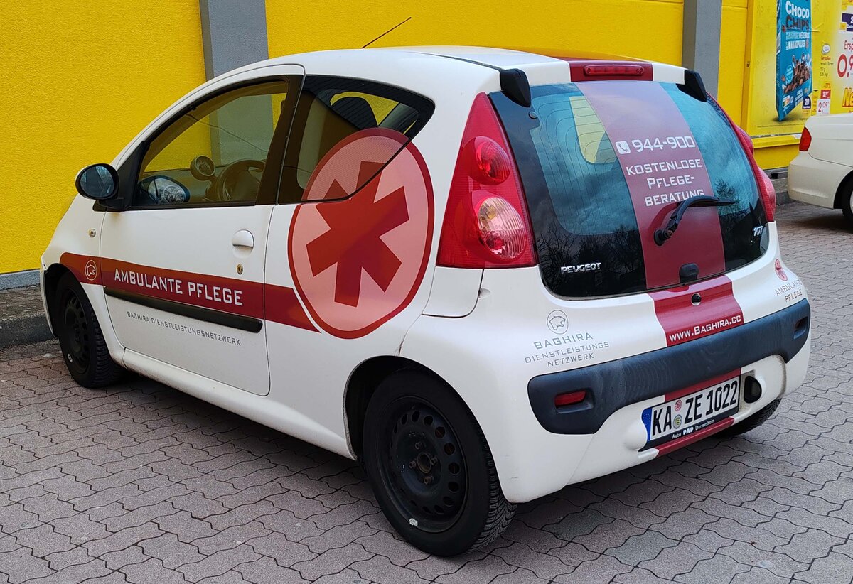 =Peugeot 107 von BAGHIRA AMBULANTE PFLEGE, 02-2024