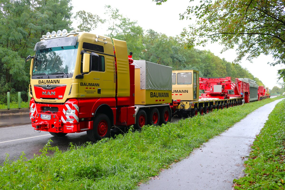 Spedition Baumann Move MAN TGX Schwerlastzugmaschine mit Trafo Schwertransport am 08.09.24 bei Maintal