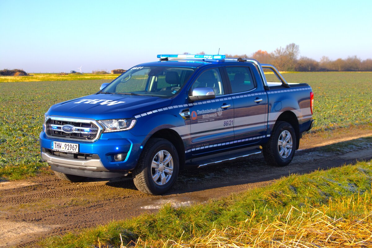 THW Groß Umstadt Ford Ranger PKW (Heros Groß Umstadt 86/21) am 02.02.25 bei einen Fototermin. Danke für das tolle Shooting