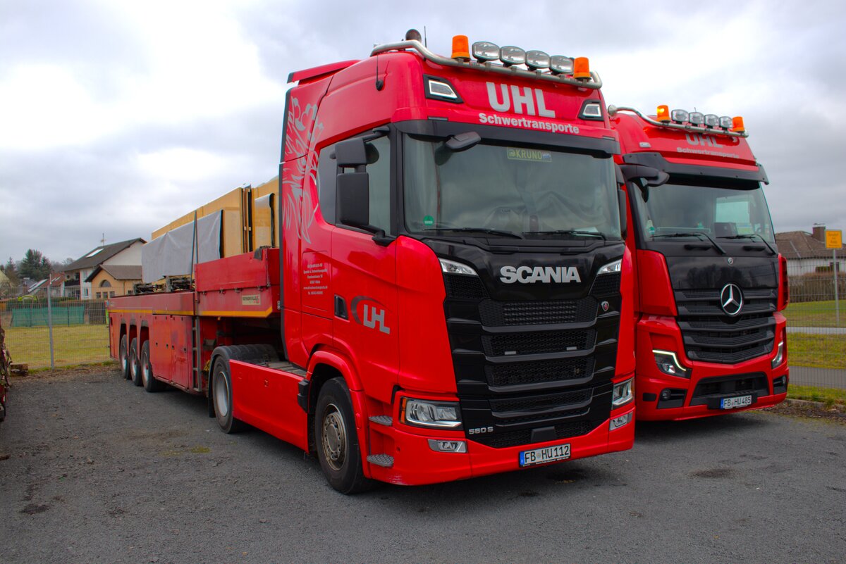 UHL Schwertransport Scania 560S am 01.03.25 bei einen Fototermin. Danke für das tolle Shooting