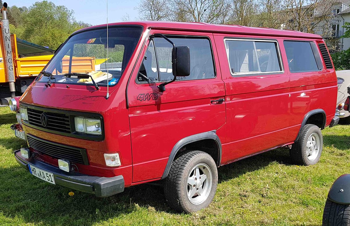 =VW T3 4 WD, steht bei der Oldtimerveranstaltung in Frankenberg/Eder. Mai 2024