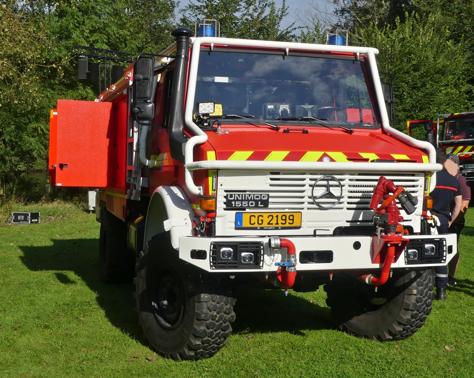 Mercedes Benz Unimog 1550 L, gesehen beim Tag der Rettungsdienste in Echternach am See. 22.09.2024