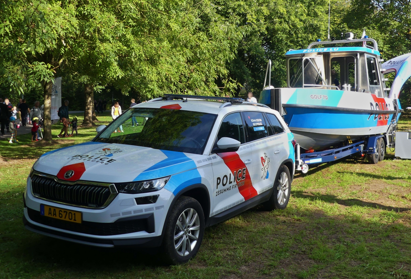 Skoda Kodiaq der luxemburgischen Polizei war mit dem Polizeiboot, zum Tag der Rettungsdienste nach Echternach gekommen. 22.09.2024