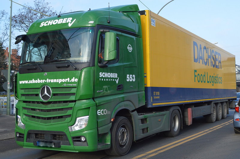 Spedition Schober Transport Im Auftrag Fur Dachser Food Logistics Mit Sattelzug Umd Mb Actros 1845 Zugmaschine Am 13 12 19 Berlin Karlshorst Fahrzeugbilder De