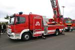 Magirus Mercedes Benz Atego Vorführdrehleiter am 18.05.18 auf der RettMobil in Fulda