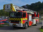 Mercedes Benz Leiterwagen (DLK), wartet darauf auf das Gelände zu fahren, am Tag der Rettungsdienste in Echternach. 22.09.2024