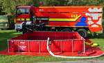 MAN Tankwagen des CGDIS, steht beim Tag der Rettungsdienste in Echternach, mit einem Wasserbecken zu einer Vorführung bereit. 22.09.2024