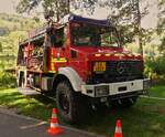 Mercedes Benz Unimog 1550 L, Gertewagen der Wehr aus Kehlen, aufgenommen am Tag der Rettungsdienste in Echternach. 22.09.2024