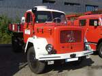 Magirus Mercur Kipper-LKW. Dieser LKW wurde im Jahr 1965 an die Berufsfeuerwehr Dortmund ausgeliefert. Treffen für Feuerwehr-Oldtimer am 14.09.2024 an der  Alten Dreherei  in Mülheim an der Ruhr.