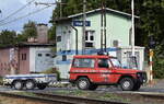 Die Freiwillige Feuerwehr in Polen mit einem älteren MB G 280 Geländefahrzeug + Hänger am 25.09.24 Kostrzyn nad Odrą.