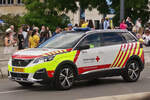 Peugeot 5008, Notarztwagen vom luxemburgischen Roten Kreuz, war bei der Militärparade in der Stadt Luxemburg mit dabei.