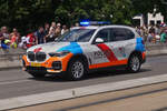 BMW X-5, der luxemburgischen Polizei, gesehen bei der Militrparade in der Stadt Luxemburg. 23.06.2024