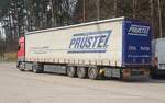 =MB Actros der Spedition PRÜSTEL rastet an der A 3, 03-2021