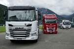 Mehrere DAF von Martin Steiner und Gatra die am 30.6.24 beim Trucker Festival in Interlaken stehen.