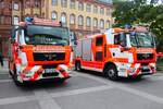 Berufsfeuerwehr Frankfurt Löschzug Wache 2 MAN TGM HLF20/16 am 28.09.24 beim Tag des Selbstschutzes in Frankfurt Innenstadt