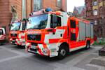 Berufsfeuerwehr Frankfurt Löschzug Wache 2 MAN TGM HLF20/16 am 28.09.24 beim Tag des Selbstschutzes in Frankfurt Innenstadt