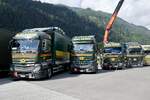 MB Actros, Scania und Volvo FH von Emil Egger die am 14.7.24 brim Trucker Treffen in Ambri stehen.