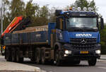 Mercedes Benz Arocs, Schwerlast Sattelzug, der Firma Rinnen aufgenommen nahe Allerborn.