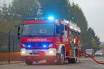 Hilfeleistungslöschfahrzeug HLF 20/16 mit Aufbau von Magirus auf Mercedes-Benz Atego der freiwilligen Feuerwehr Schneeberg, Löschzug Schneeberg bei einer Einsatzübung am 5.Mai 2017