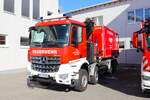 Feuerwehr Langenselbold Mercedes Benz Arocs WLF Kats Kran(Florian Langenselbold 1-67-1) mit AB-Logistik am 16.08.24 vor einer Schauübung Fotografiert