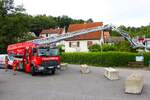 Feuerwehr Lindenfels Mercedes Benz Atego DLK23/12 am 18.08.24 beim Kreisfeuerwehrtag in Reichelsheim