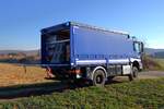 THW Groß Umstadt Mercedes Benz Arocs LKW (Heros Groß Umstadt 64/43) am 02.02.25 bei einen Fototermin.