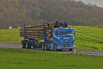 Scania Holztransporter, gesehen bei einem Spaziergang, nahe Alscheid (L).