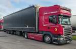 =Scania R 450 Streamline-Sattelzug aus Polen rastet am der A 5, 02-2025