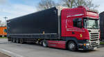 =Scania R 410 Streamline-Sattelzug aus Polen rastet am der A 5, 02-2025