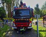 Volvo FM mit Kranaufbau, gesehen beim Echternacher See, beim Tag der Rettungsdienste. 22.09.2024