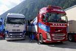 Ein Volvo von Stuber und von Sidler die am 14.7.24 in Ambri beim Trucker Treffen stehen.