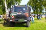 Bundeswehr Mercedes Benz Unimog U1300 am 23.09.23 beim Tag der offenen Tür von Christoph 23 zum 50 jährigen Jubiläum