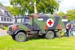 Bundeswehr Mercedes Benz Unimog U1300 am 23.09.23 beim Tag der offenen Tür von Christoph 23 zum 50 jährigen Jubiläum