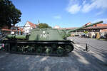 Vom sowjetische Jagdpanzer ISU-122 wurden zum Ende des zweiten Weltkrieges 1735 Exemplare gebaut, welche teilweise bis in die 60er Jahre des letzten Jahrhunderts eingesetzt wurden.  (Waffenmuseum Kołobrzg (Kolberg), September 2024)