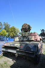 Die Selbstfahrlafette ZSU-23-4  Schilka  ist ein Flugabwehrkanonenpanzer zur Bekämpfung niedrig fliegender Ziele und leicht gepanzerte Bodenziele. (Museum für Luftverteidigung Koszalin (Köslin), September 2024)