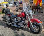 =Harley Davidson, steht auf der Ausstellungsfläche beim Hünfelder Stadtfest im August 2024