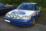 Subaru Legacy Turbo 4WD  Replica Colin McRae . Zum 100´ten Geburtstag der Marke Subaru im Jahr 2017 wurde dieses Auto aufgebaut. Dieser ganz besondere Legacy soll an den  Dienstwagen  von Colin McRae, den Rallyeweltmeister des Jahres 1995, erinnern. Weltmeister wurde der schnelle Schotte auf Subaru Impreza, den Legacy, um den es hier geht, bewegte er davor. Der Vierzylinderboxermotor mit Turboaufladung hat 2.0 Liter Hubraum und leistet rund 290 PS, die mittels Allradantrieb auf die Straße bzw. Rallyepiste gebracht werden. 10. Oldtimertreffen des AMC Duisburg am 25.08.2024 am LaPaDu Duisburg.