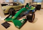 =JORDAN 191 F1 Michael Schumacher, Bj. 1991, 3500 ccm, 680 PS, gesehen im Museum PROTOTYP in Hamburg, 09-2024. Mit diesem Fahrzeug bestritt 1991 Michael Schumacher sein erstes Formel 1-Rennen.