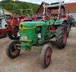 =Deutz F2L612, Bj. 1957, steht bei der Oldtimerausstellung der Traktorfreunde Wiershausen am Klostergut Hilwartshausen, 05-2023