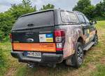 =Ford Ranger Wildtrak der Firma EISEMANN steht auf dem Parkplatzgelände der RettMobil 2024 in Fulda